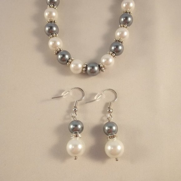 8mm Gray South Sea Shell Pearl Necklace Matching Earrings Set AAA+ Gorgeous Gift - Picture 4 of 5